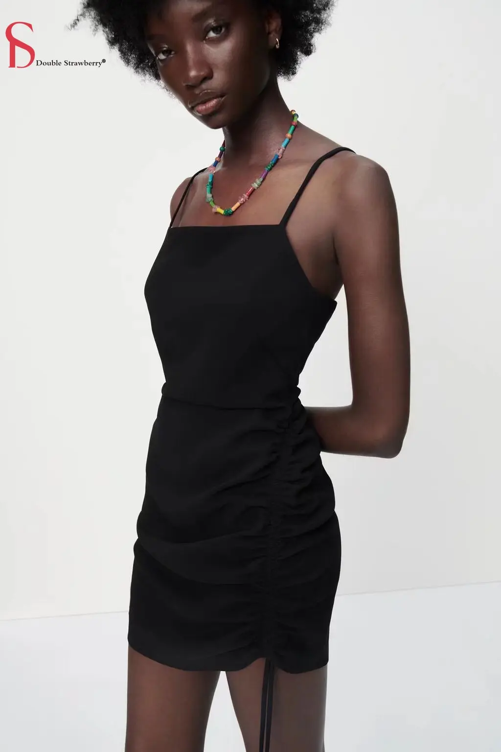 

Spring New Women's Clothing Slim Fashion Pleated Mini Dress Short Dress