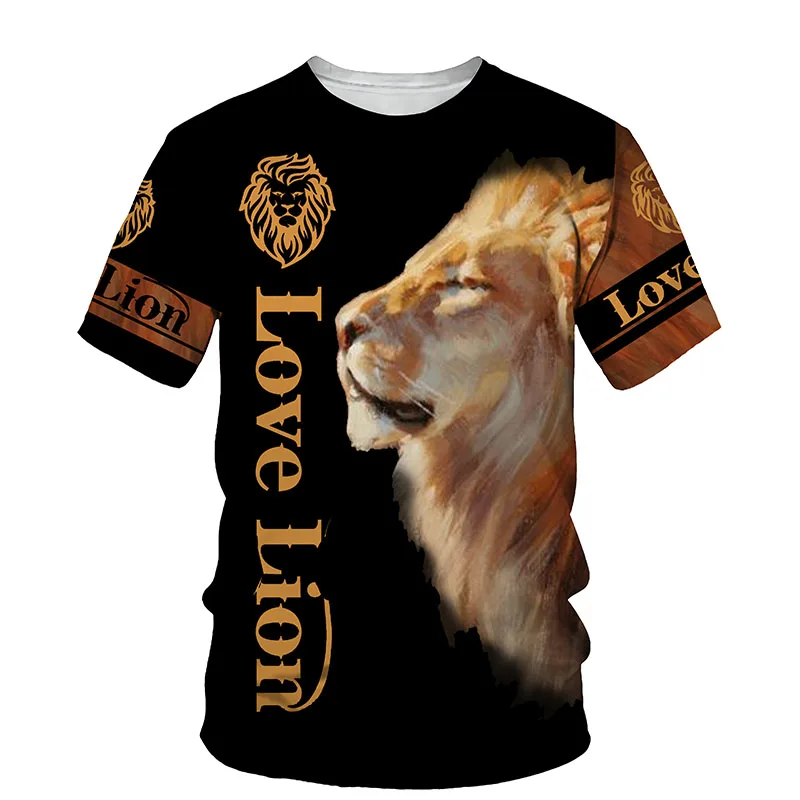 

2022 Summer Tiger Lion New Retro 3D Printed T-Shirt Men's Fashion Casual O Neck Short Sleeve Harajuku Hip Hop Oversized Shirt
