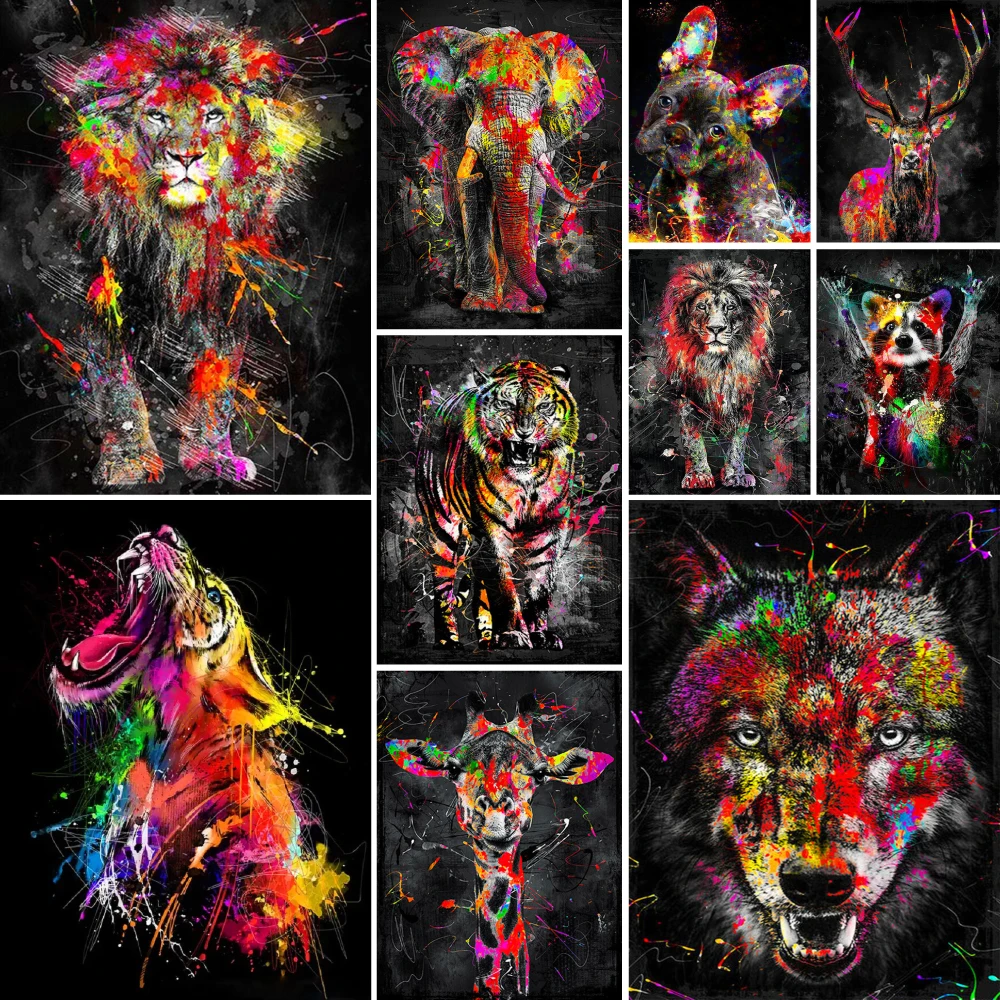 Animal Lion Tiger DIY Painting By Numbers Package Oil Paints 40*50 Canvas Painting Wall Paintings For Kids Wall Art For Drawing