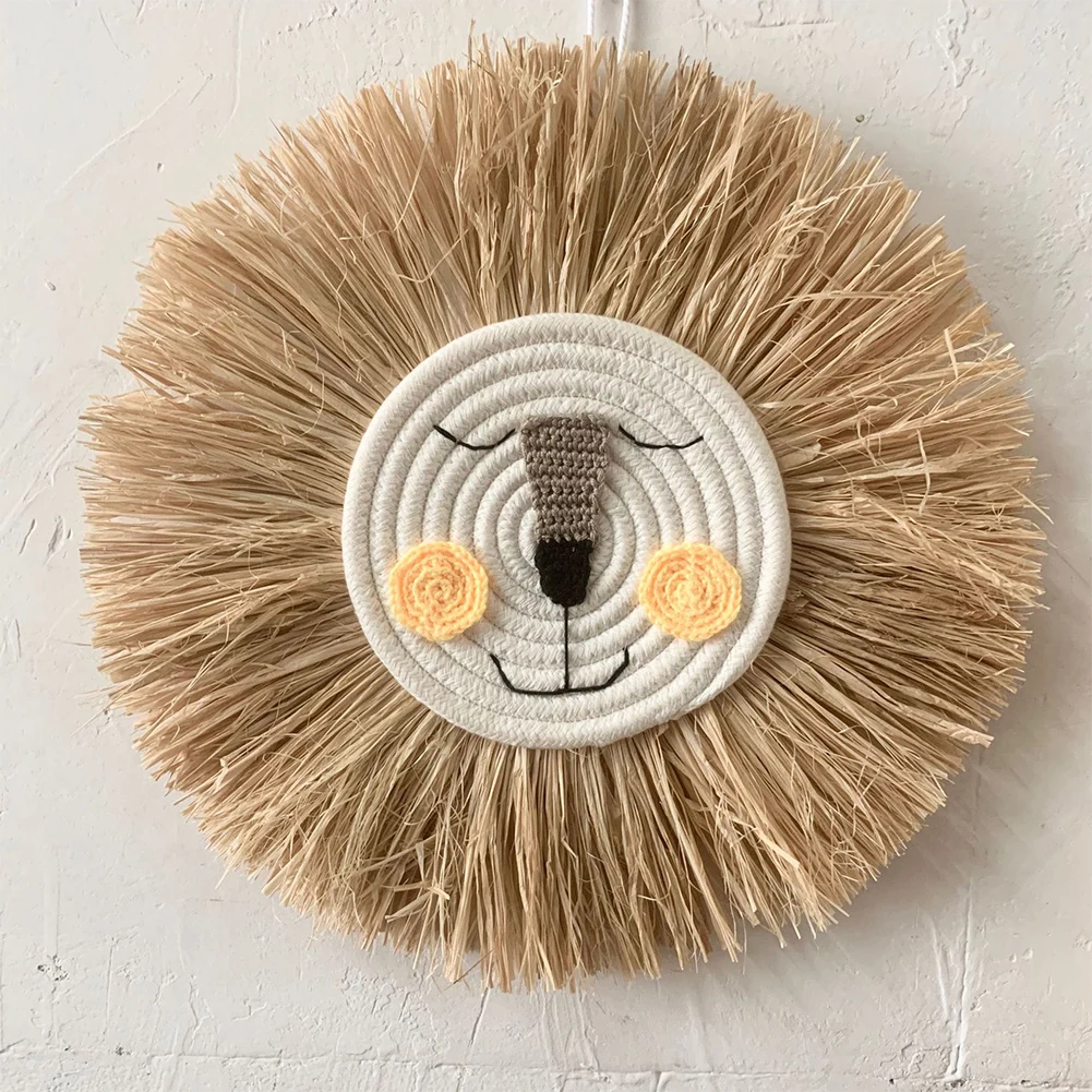 

Thread Weaving Animal Head Kids Room Wall Hanging Decoration DIY Craft Easy Install Home Decor Cartoon Lion Cute Bedroom