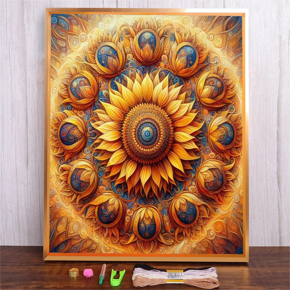 11CT хлопковый холст DIY подсолнечник наборы для вышивки крестом аманда печатная