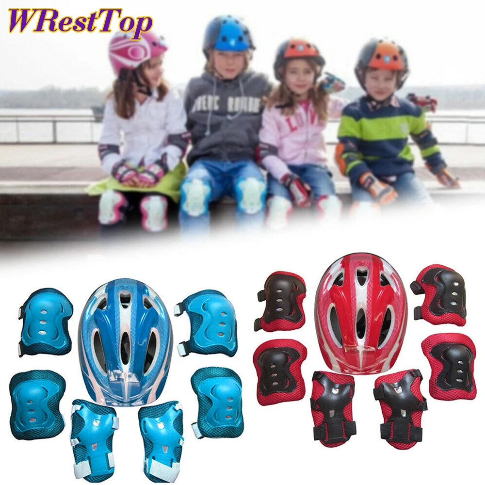 

7Pcs Roller Skating Kids Boy Girl Safety Helmet Knee Elbow Pad Sets Cycling Skate Bicycle Scooter Helmet Protection Safety Guard