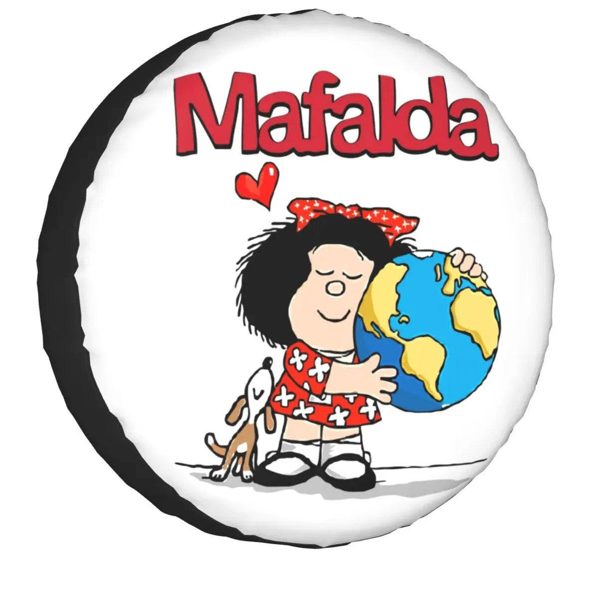 

Mafalda World Her Puppy Spare Tire Cover Pajero Quino Cartoon SUV Trailer Car Wheel Protectors Accessories 14-17 Inch