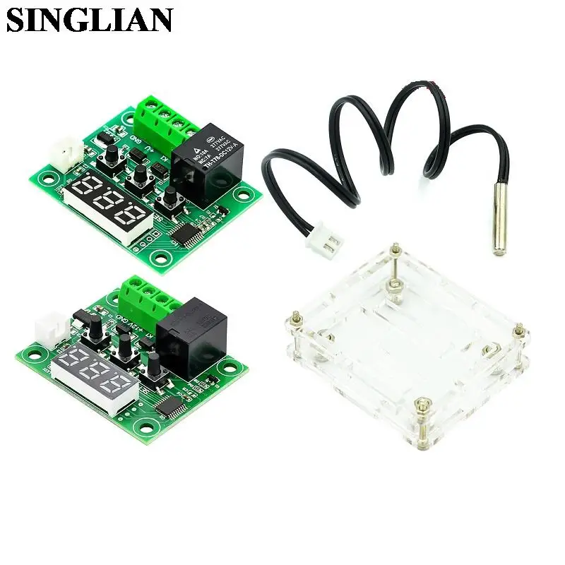 

XH-W1209 LED Digital Display Temperature Controller High Precision Temperature Control Switch Module W1209+Acrylic Case Shell