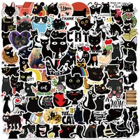 103050100pcs black cat cartoon stickers for scrapbook phone guitar laptop cool waterproof cute sticker children classic toy