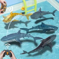2 4g radio remote control shark water bath toys kids boys children swimming pool electric rc fish animals submarine boats whale