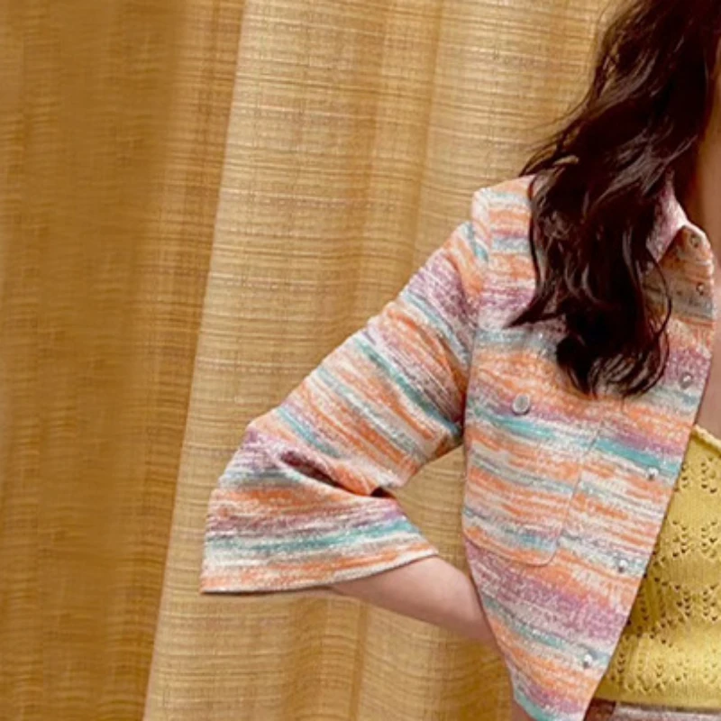 

2023 Spring and Summer New Rainbow Women Short Coat/the Same Style Trouser Skirt