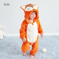 winter baby rompers fox boys girls clothes new born baby jumpsuit toddler winter hooded animal pajamas bebe romper baby costume