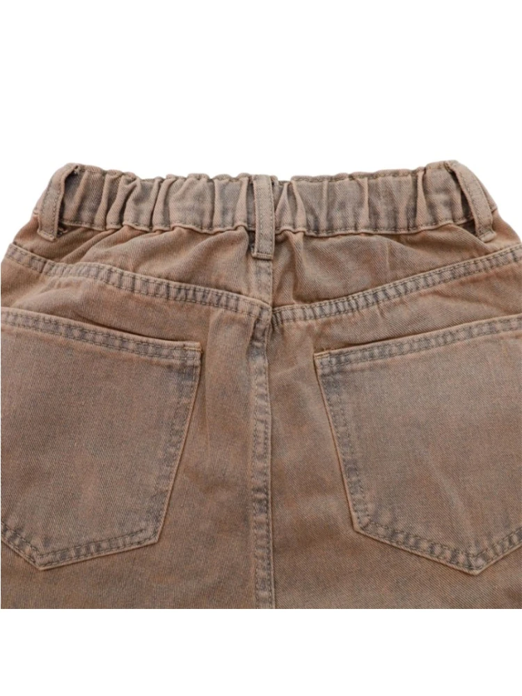 Patch Hole Casual Raw Edge Denim Shorts Summer New Retro Street Loose BF Frayed Wide-leg Neutral Five-point Pants Jeans Female