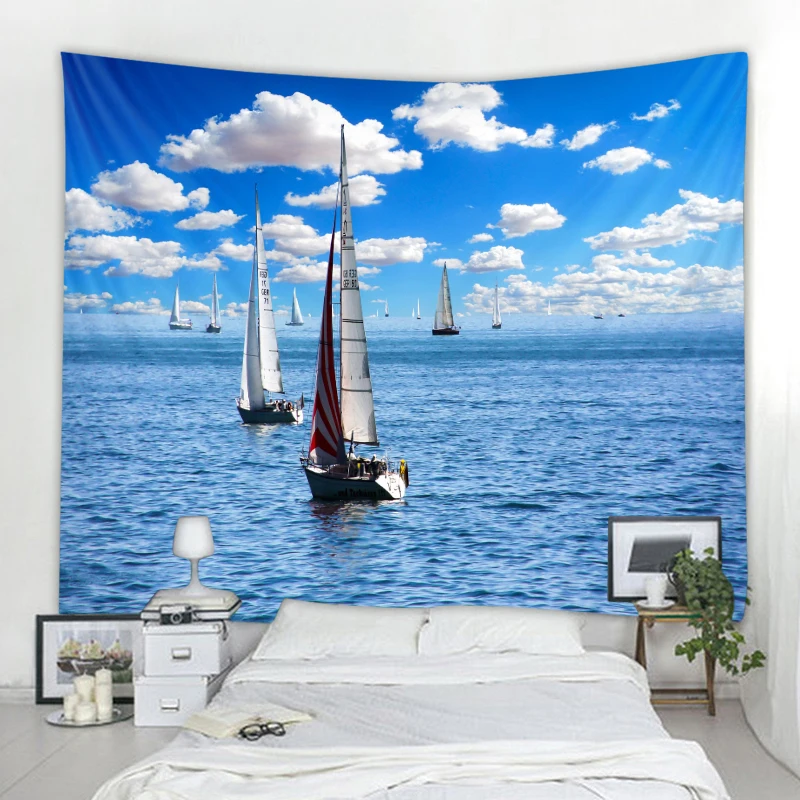 

Sea Voyage Decorative Tapestry Hippie Boho Wall Hanging Tapestry Gypsy Landscape Wall Decor Tapestry Bedroom Wall Tapestry