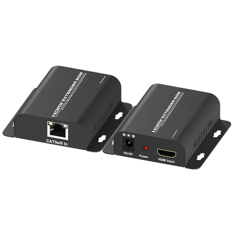 

HD 1080P HDMI Transmitter Receiver 60m HDMI Extender Via RJ45 CAT5e Cat6 Ethernet Cable Video Converter Share Screen Fr PC To TV