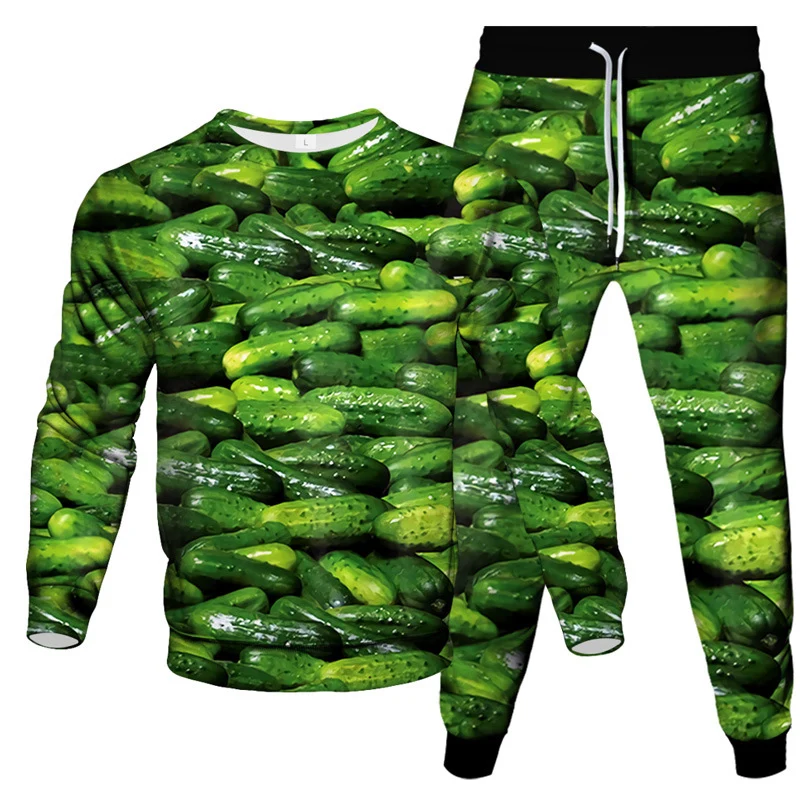 Мужская спортивная одежда с 3D-принтом гамбургер огурец Повседневная футболка