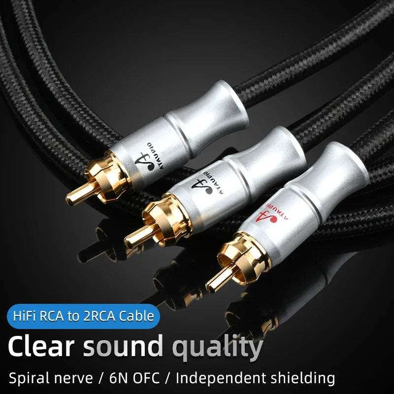 Аудиокабель ATAUDIO HiFi RCA к 2RCA 6N OFC Спиральный нерв Независимое экранирование штекер