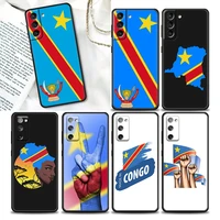 phone case for samsung galaxy s7 s8 s9 s10e s21 s20 fe plus ultra 5g case silicone cover flag congo democratic republic flag