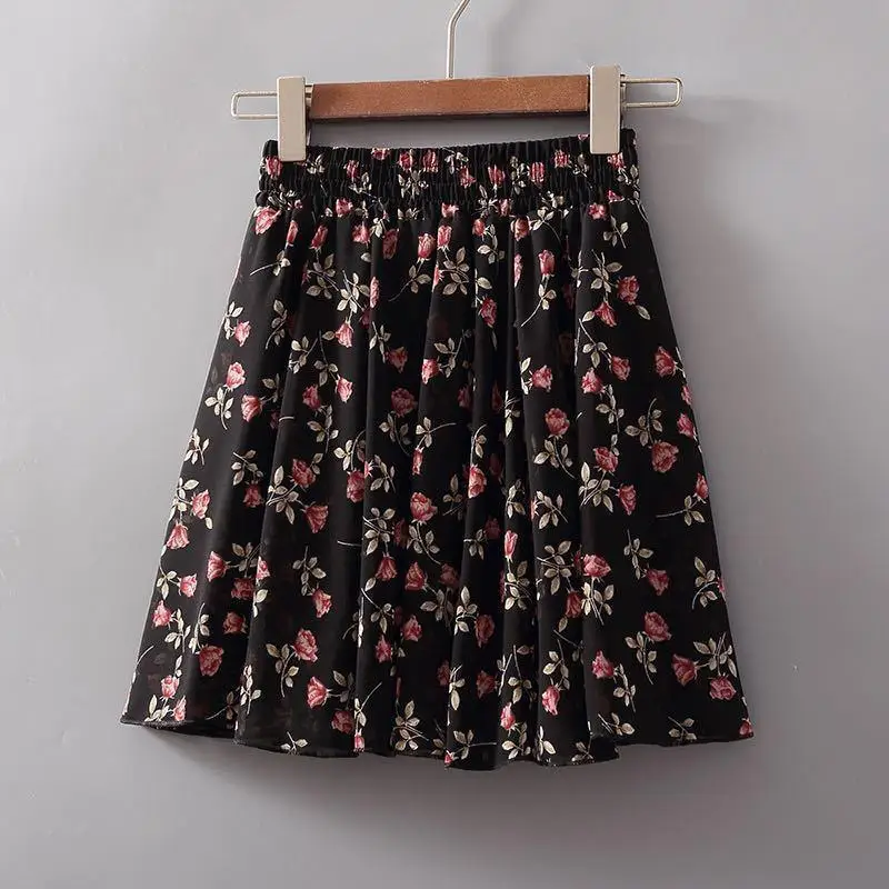 New Summer Women Floral Print Chiffon Mini Shorts Sexy Casual Streetwear High Waist Female Loose Wide Leg Shorts Skirts Elegant