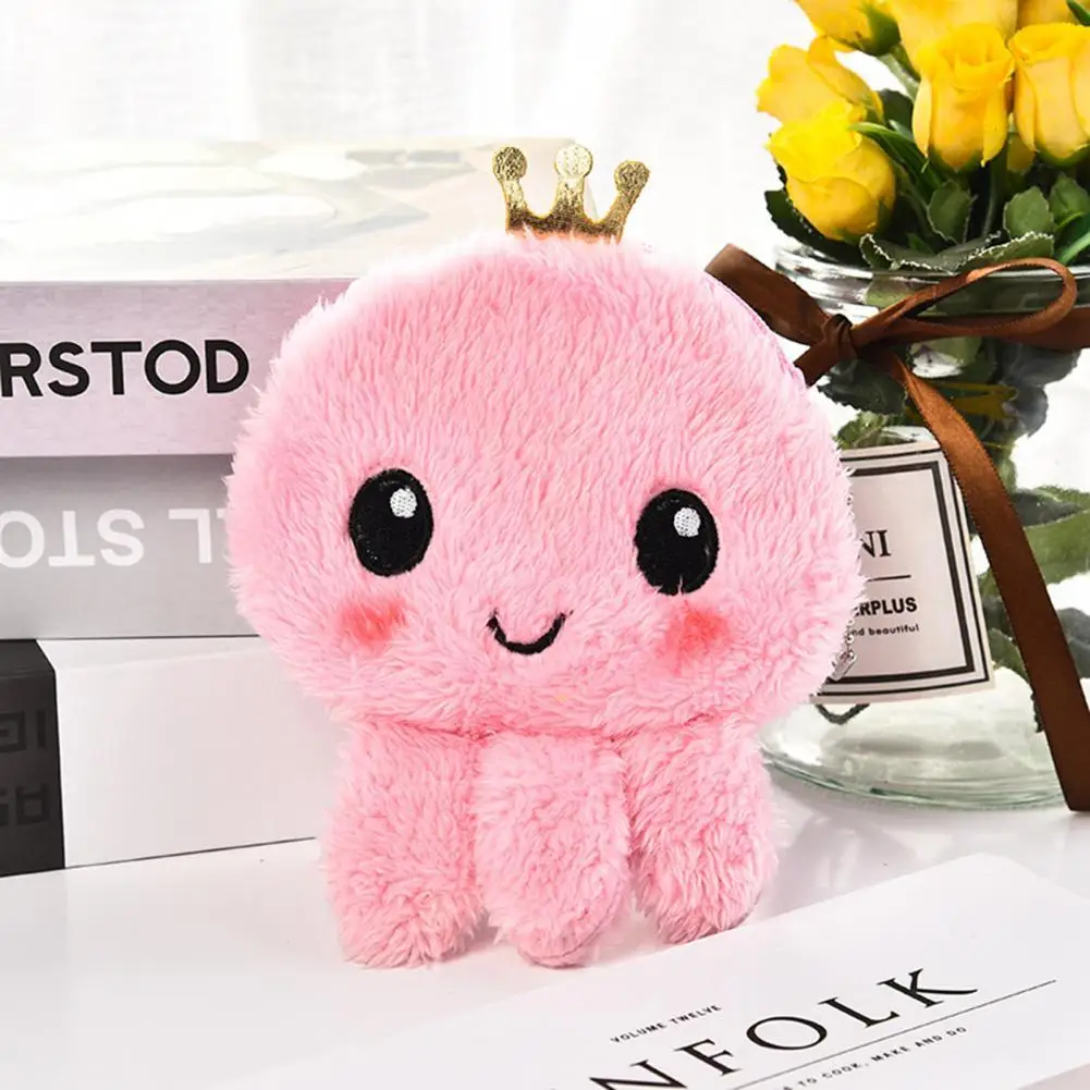 

Plush Octopus Shape Cash Wallet Cute Smooth Zipper Women Coin Purse Mini Cute Zipper Girls Coin Wallet USB Cable Bag Key Wallets