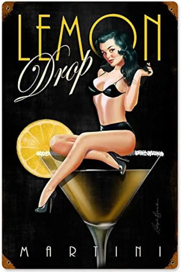 

Maizeco Lemon Drop Vintage Metal Tin Signs for Restaurants Shop Indoor nostalgic Retro metal Funny sign 8x12inch gift