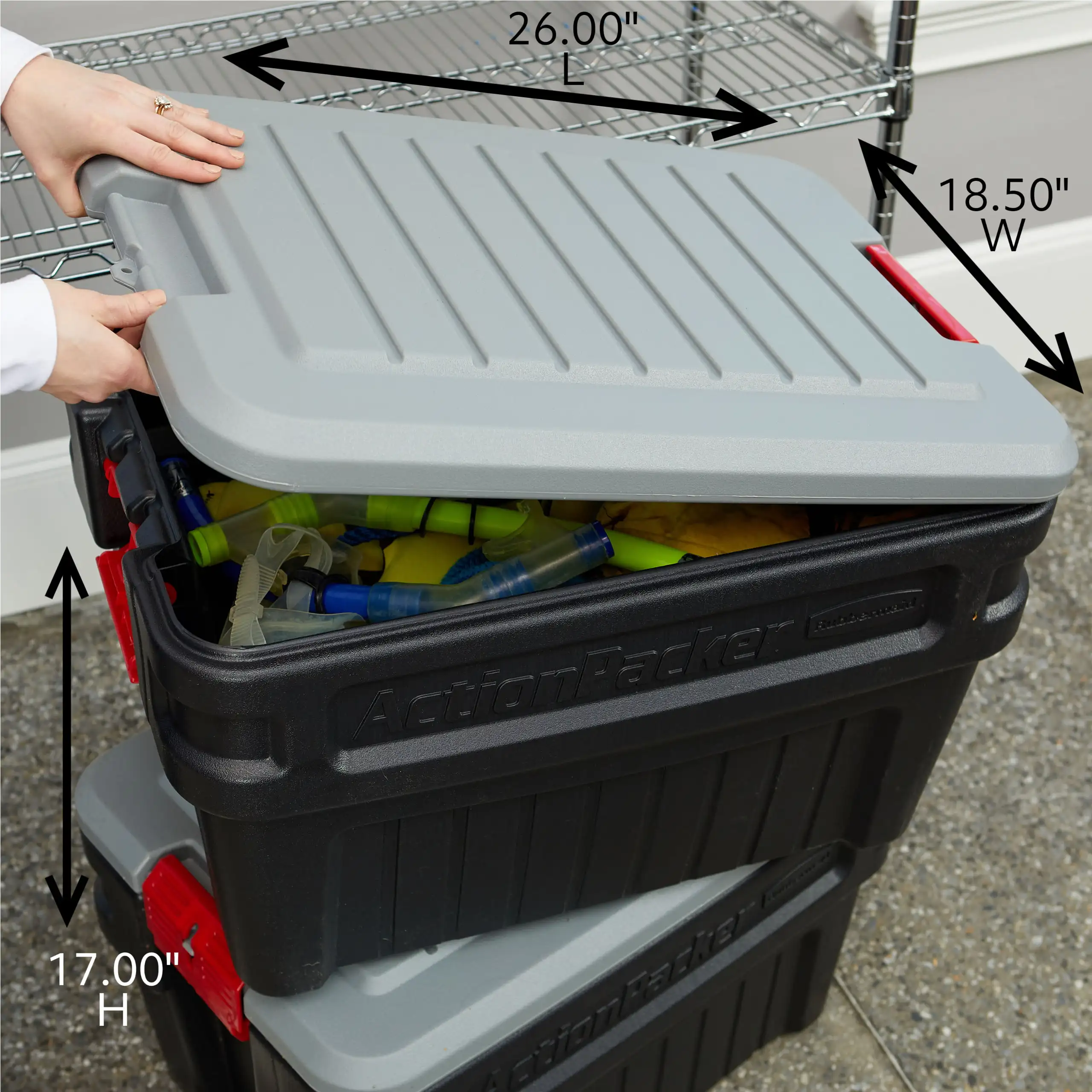 

24-Gallon ActionPacker Storage Bin - Heavy Duty, Lockable, Black, Lid Included