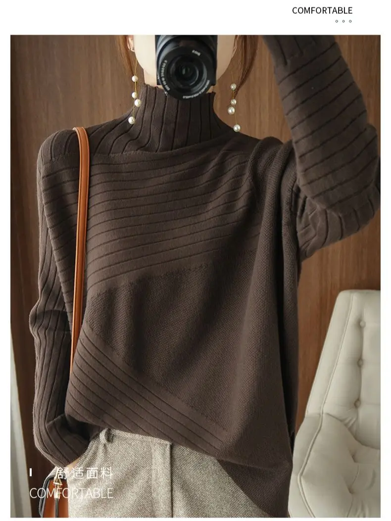 

Женский кашемировый свитер-водолазка, теплый вязаный пуловер свободного покроя, Осень-зима 2023