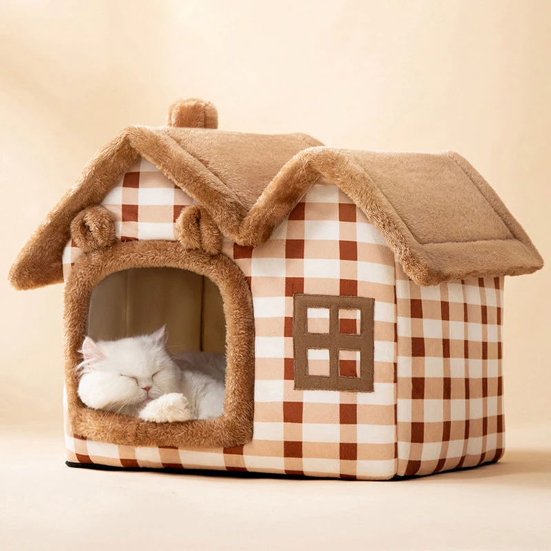 

2023 Dog Bed Pet House Double Roof Animal Shape Warm Cave Deep Sleep Dog Kennel House for Small Dogs Cats Sleeping Bed Dog Nest