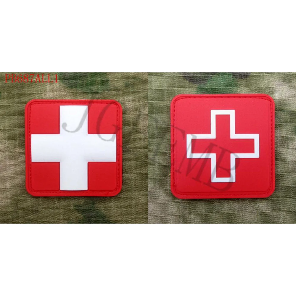 

Red Background Luminous Design The Cross Tactical Medical 3D PVC Patch Badges