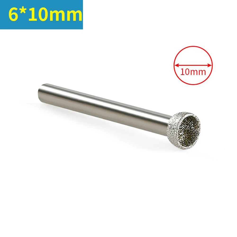 

1Pc Diamond Mounted Point Head 10-25mm 6mm Shank Spherical Concave Coarse Grinding Bit For Jade Amber Sanding Tools Parts