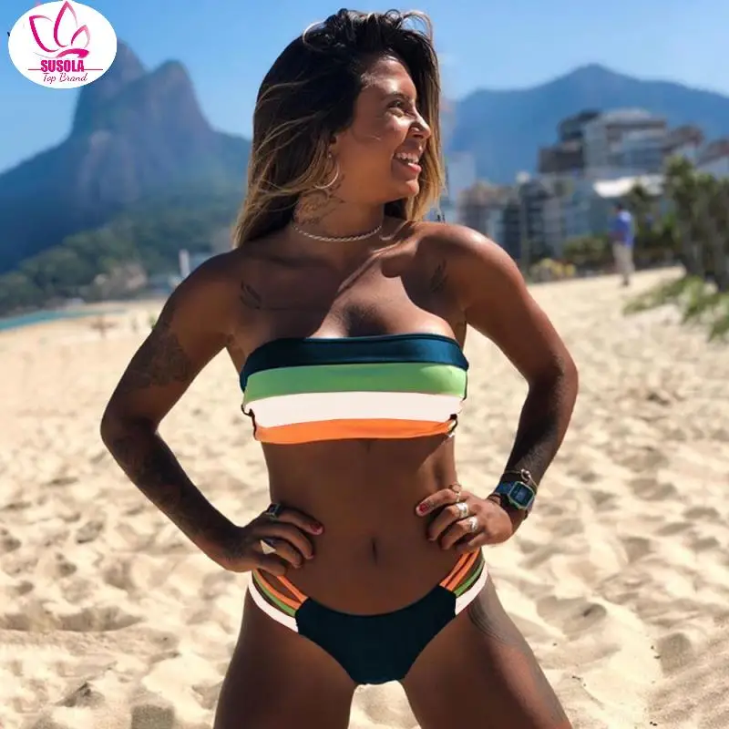 

New Sexy Bikini Set Brazilian Bikini 2022 Swimwear Women Bandeau Swimsuit Female Push Up Bathing Suit Summer Bathers Biquini