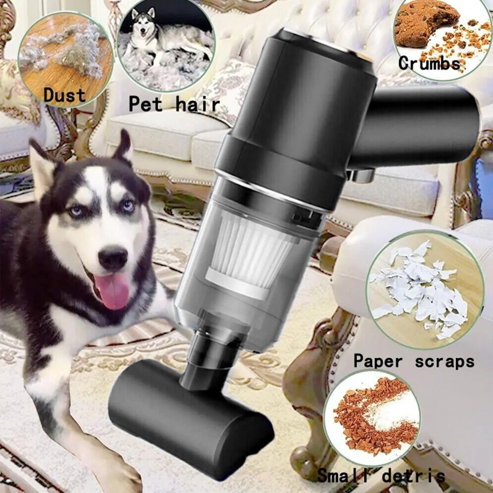 

1 Set 80000Pa 3 In 1 Wireless Vacuum Cleaner Wireless Charging Compressed Air Duster Handheld High-power Car Vacuum Cleaner Tool