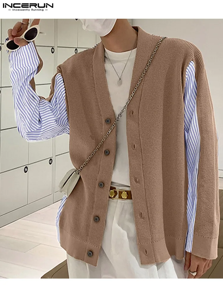 

Рубашка INCERUN Мужская в клетку, уличная одежда в стиле пэчворк, с V-образным вырезом, длинным рукавом, на пуговицах, Повседневный Кардиган в Ко...