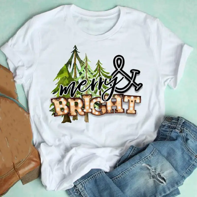 

Женская модная футболка с надписью «Merry Christmas» на новый год, милая Праздничная футболка 90-х с графическим рисунком, 2022, симпатичная футболка, ...