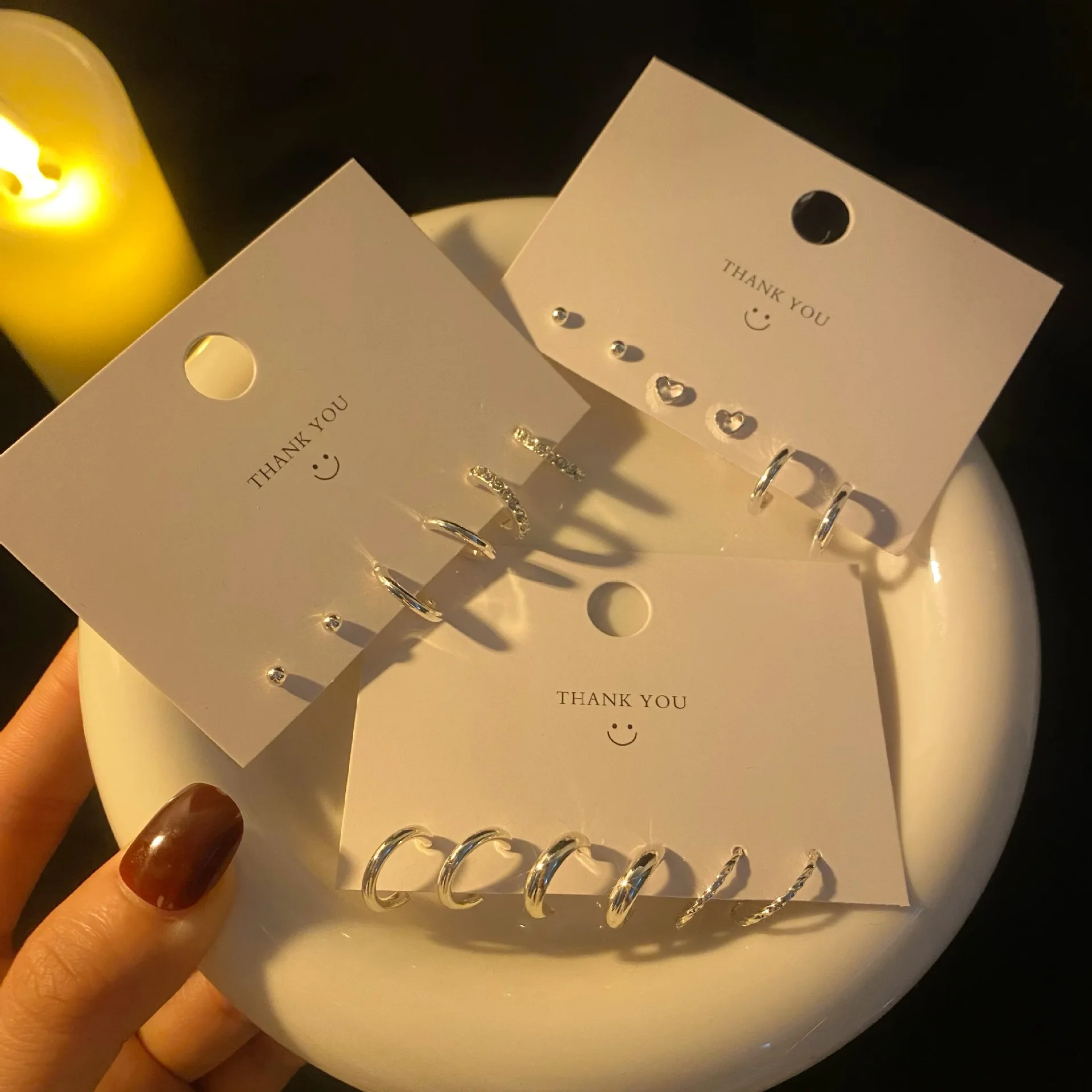 

Japan Korea 3pair/set Cute Flower Ear Studs for Women Girls Heart Geometric Irregularities Circle Earrings 2023 New Jewelry