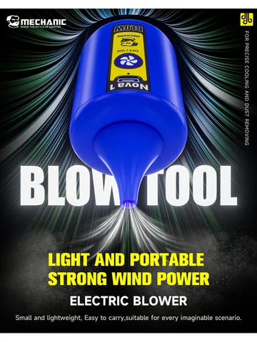 Беспроводной вентилятор MECHANIC NOVA1, 3-скоростной, 4,1 кПа, воздушная тряпка, 40 минут, время работы, двойные насадки, легкий вес для электроники/печатных плат/пыли