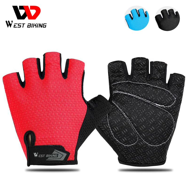 

WEST BIKING Anti-slip Silicone Half Finger Bicycle Gloves Men Women MTB Road Bike Gloves Running Sport Fitness Cycling Equipment