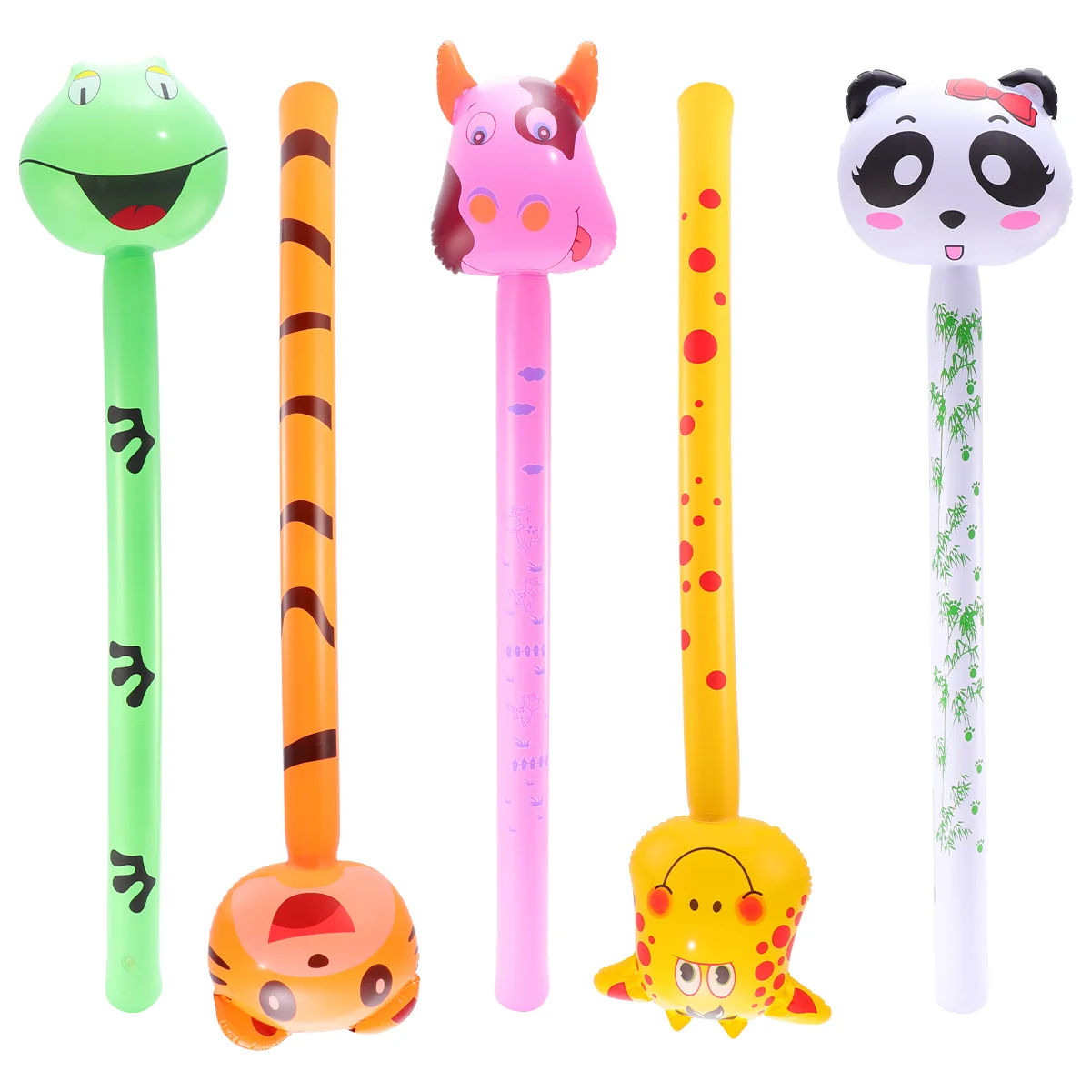 

5pcs Kids PVC Inflatable Animal Toy Funny Inflatable Toy Playing Long Stick Toy Educational Toy (Random Style)