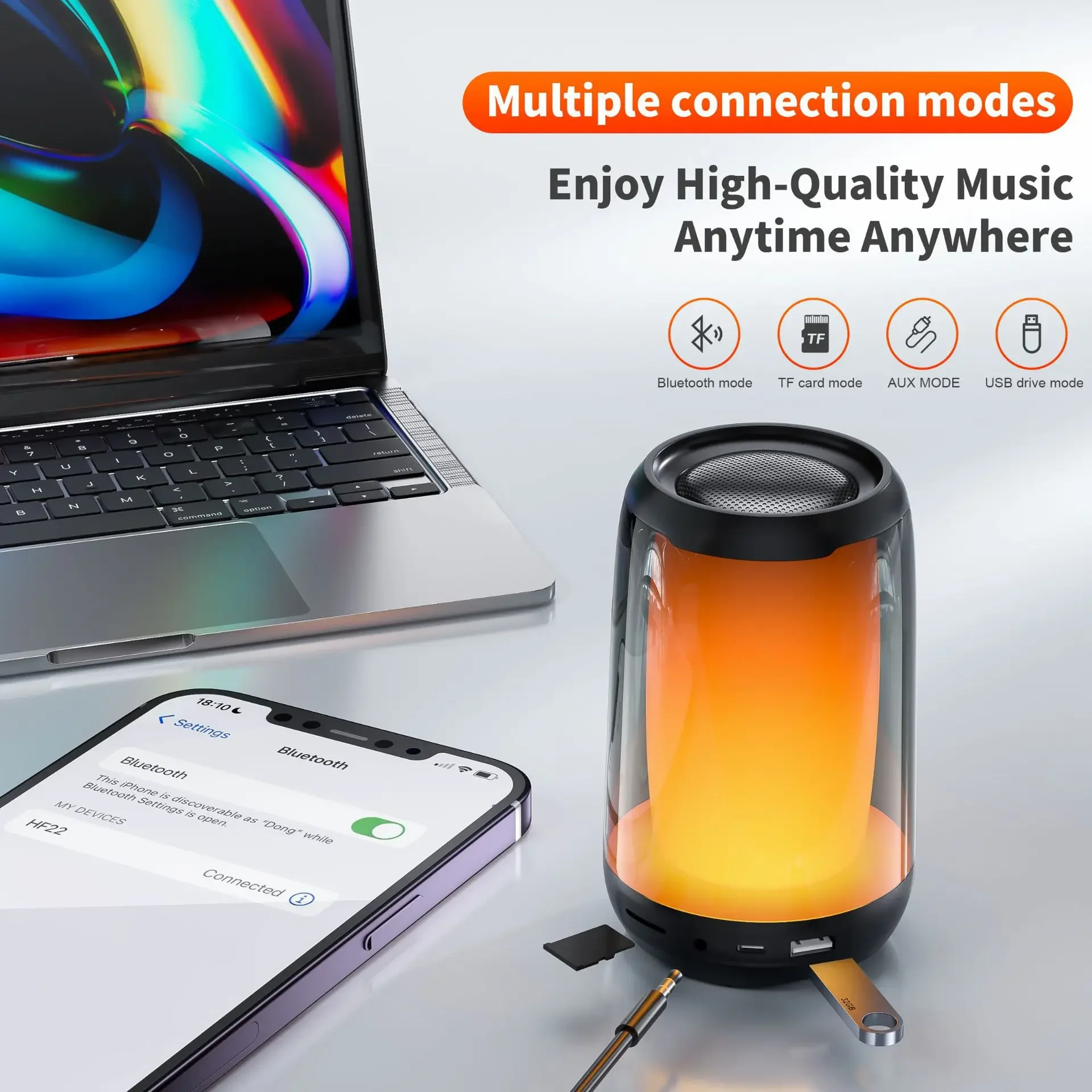 HF22 QERE Мощный Bluetooth-динамик яркий светодиодный мини-сабвуфер Беспроводная