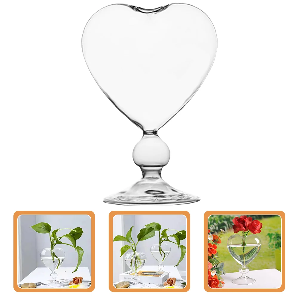 

Vase Flower Hydroponic Heart Vases Cup Shaped Clear Terrarium Planter Container Propagation Pot Arrangement Holder Desktop