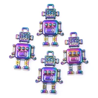 10pcslot alloy rainbow color robots mechanical artificial intelligence pendant charms for making jewellery crafts wholesale
