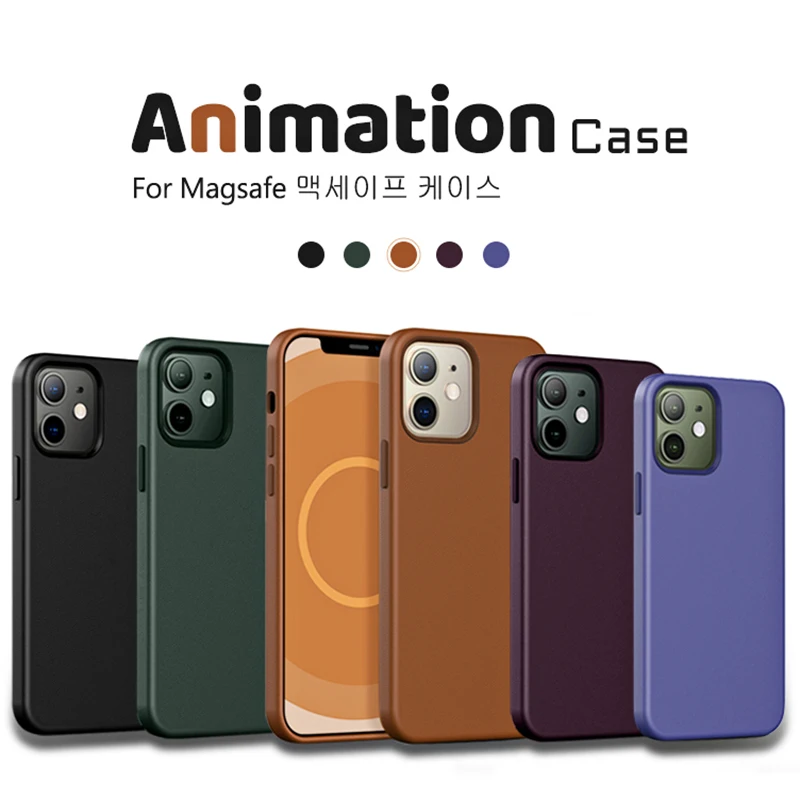 

Animation Apple Magsafe Leather Magnetic Case For Apple iPhone 12 13 Pro Max 13 Mini Case Wireless Charging Drop Protect Cover