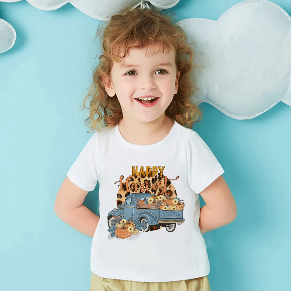 

Детская футболка с коротким рукавом, с принтом тыквы