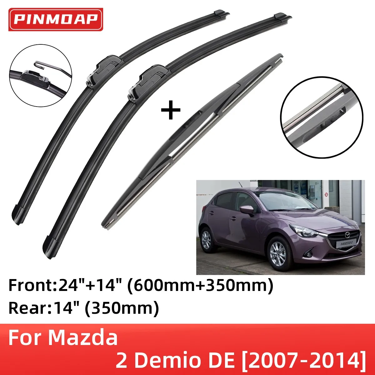 

Щетки стеклоочистителя для Mazda 2 Demio DE 2007-2014, аксессуары для передних и задних стеклоочистителей, J Hook 2007 2008 2009 2010 2011 2012 2013