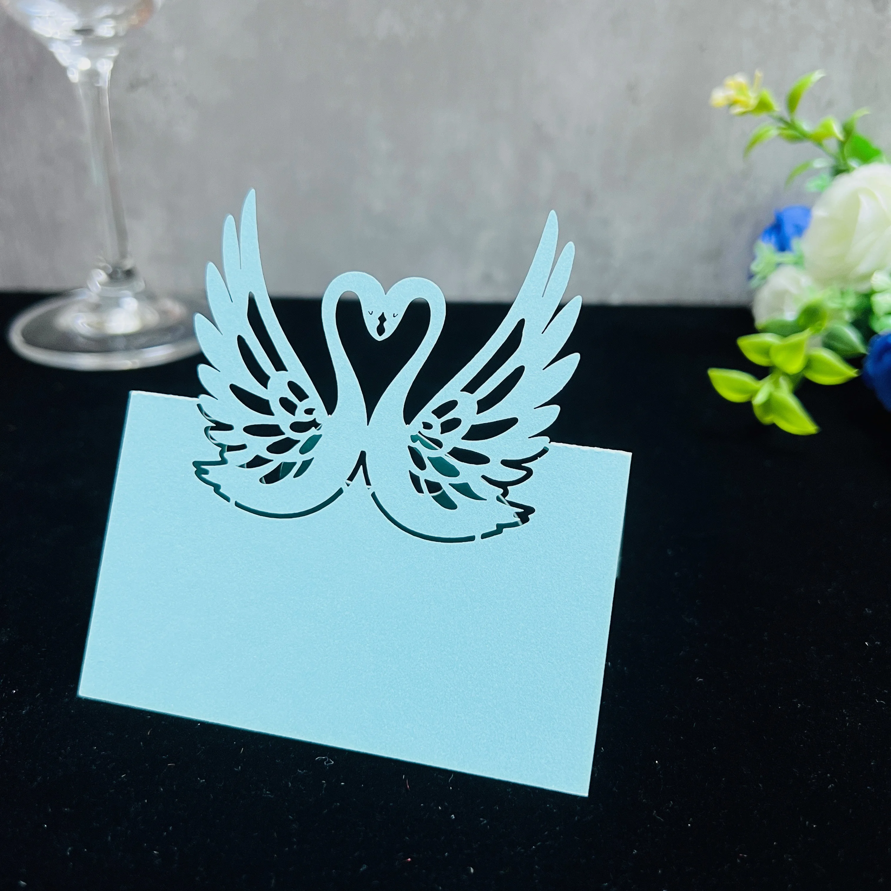 

20/50/100Pcs Swan Shape Seat Card Guest Name Card Paper Crafts For Wedding Banquet Party Home Decoration Christmas Parti Decor