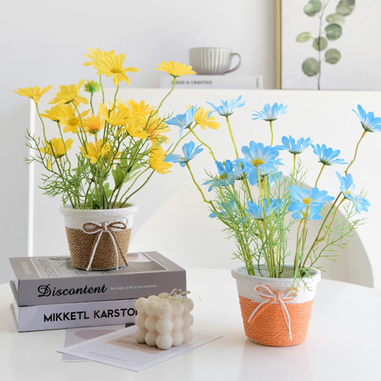 

Artificial Simulation Daisies Indoor Potted Fake Flowers Centerpiece Living Room Garden Interior Decoration Gifts