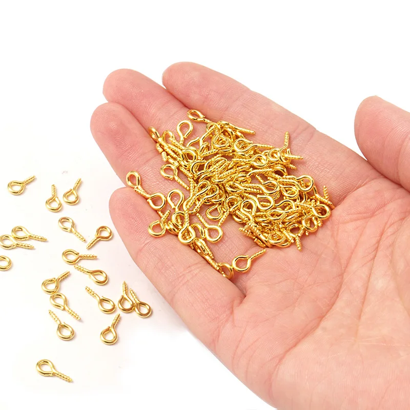 300Pcs Small Tiny Mini Eye Pins Eyepins Hooks Eyelets Screw Threaded Stainless Steel Clasps Hook Jewelry Findings For Making DIY
