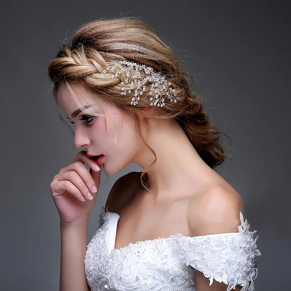 

O605 Elegant Wedding Bridal Hair Comb Clear Crystal Copper Handmade Brides Bridesmaid Hairwear Women Marriage Accessories