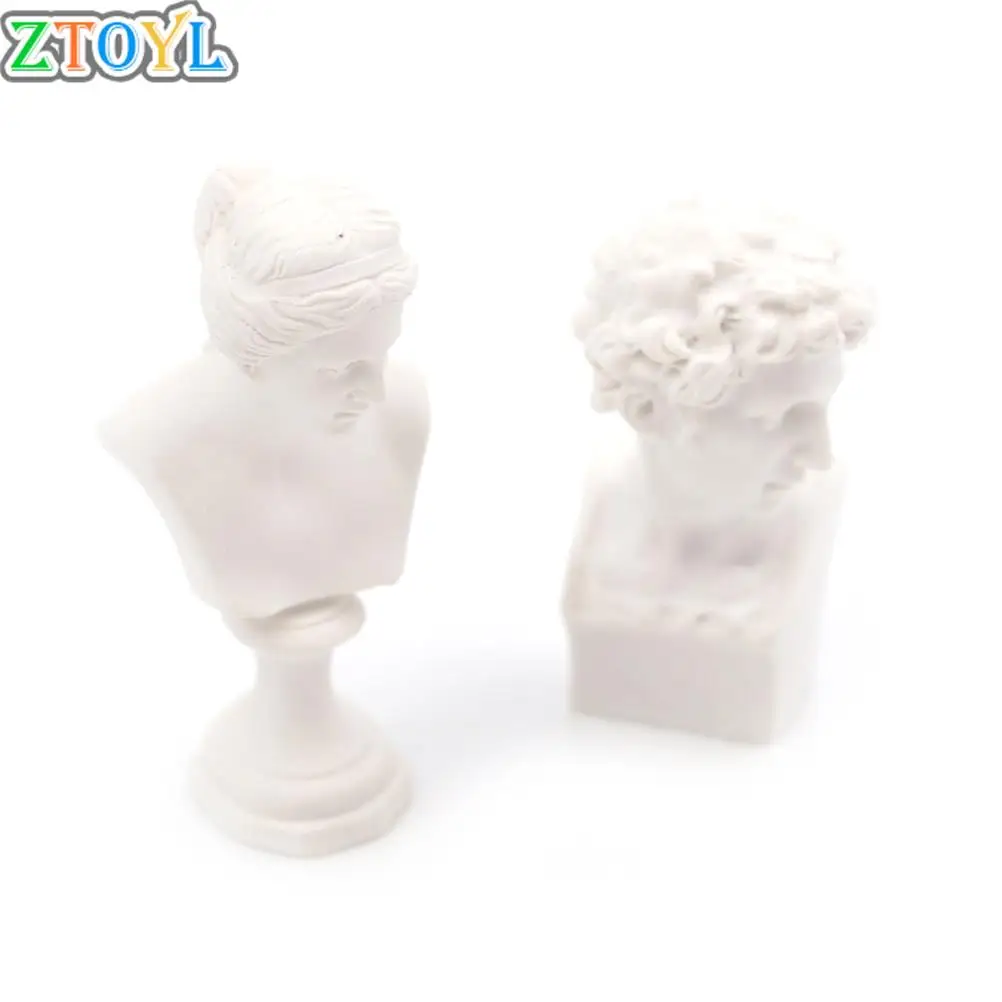 

1pcs Mini Bust Sculpture Statue White Resin Venus David Furniture Dollhouse Play Miniature Pretend