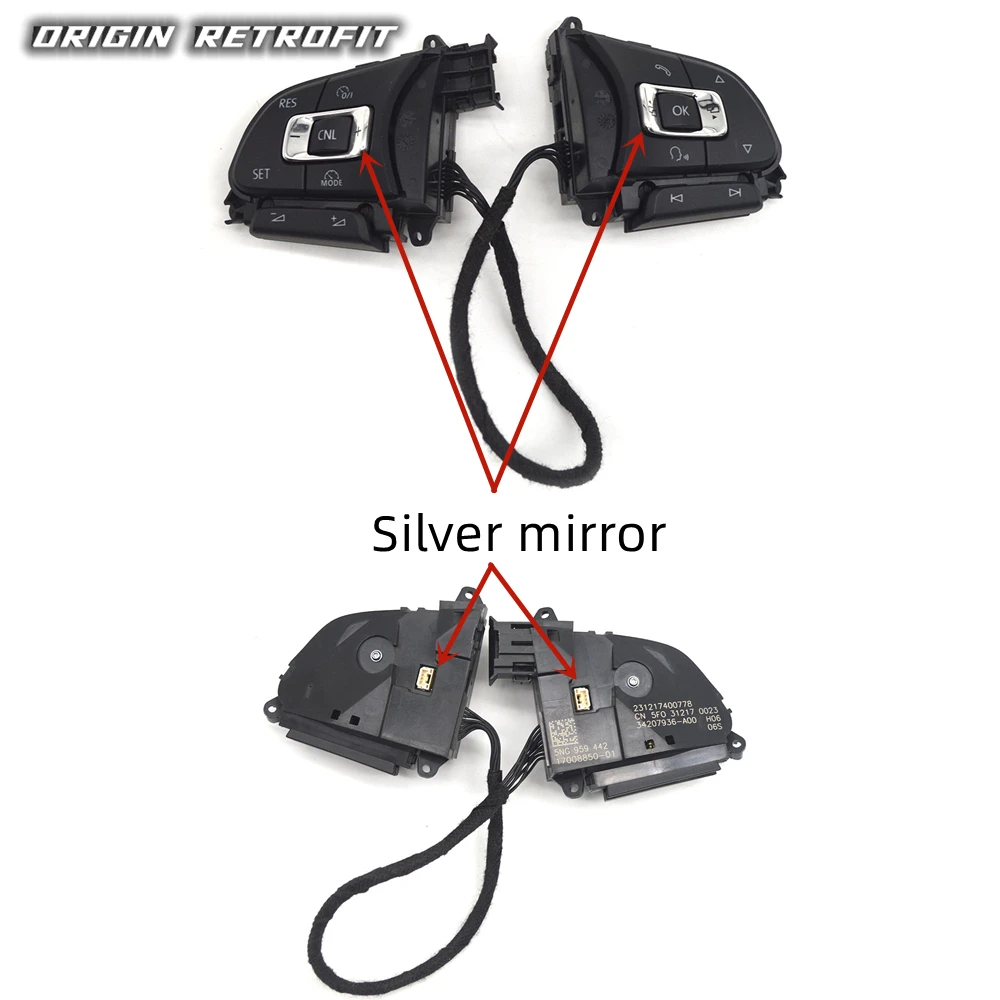 

5NG 959 442 Кнопка управления рулевым колесом без ACC для VW T Roc Passat B8 Tiguan MK2 Arteon Passat B8 T-ROC хром 5NG 959442