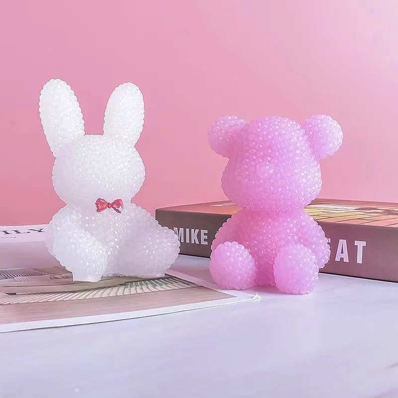

Candle Mold Ice Cube Mold Cute 3d Diamond Bear Rabbit Silicone Mold Coffee Milk Tea Ice Hockey Ice Cream Mold Homemade Pendant