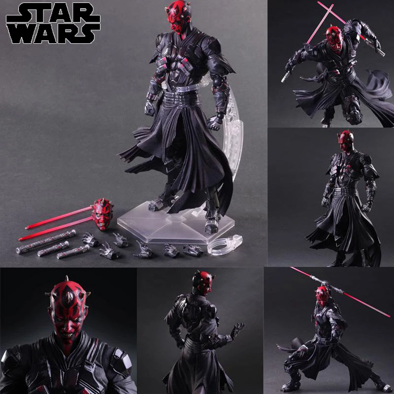 PA Star Wars Play Art 26cm with Sword Katana Weapon Lightsaber Figure Darth Maul Action Movable Model Statue Deco Kid Toy Gifts