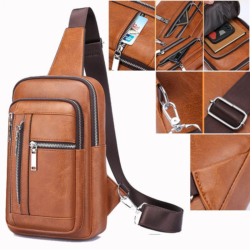 

Мужская деловая сумка-мессенджер через плечо, модная Водонепроницаемая сумочка-слинг через плечо, кожаная нагрудная мужская сумка