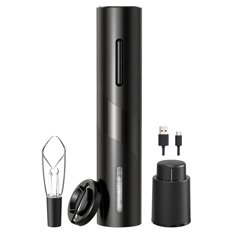

Electric Wine Opener, Wine Opener Electric Rechargeable With USB Charging Cable, 4-In-1 Electric Wine Bottle Opener